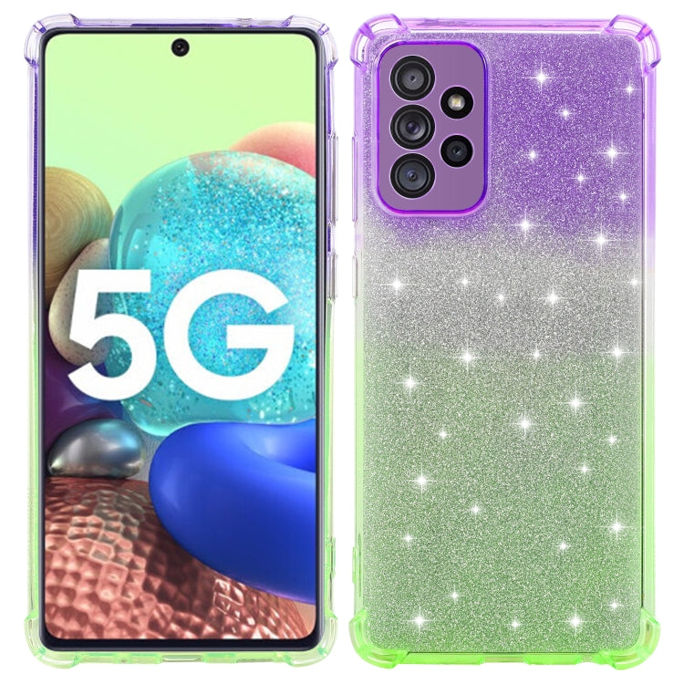 For Samsung Galaxy A72 5G / 4G Gradient Glitter Powder Shockproof TPU Protective Case