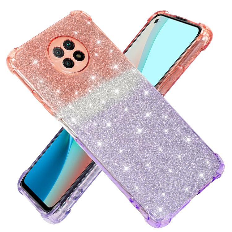 For Xiaomi Redmi Note 9 5G Gradient Glitter Powder Shockproof TPU Protective Case