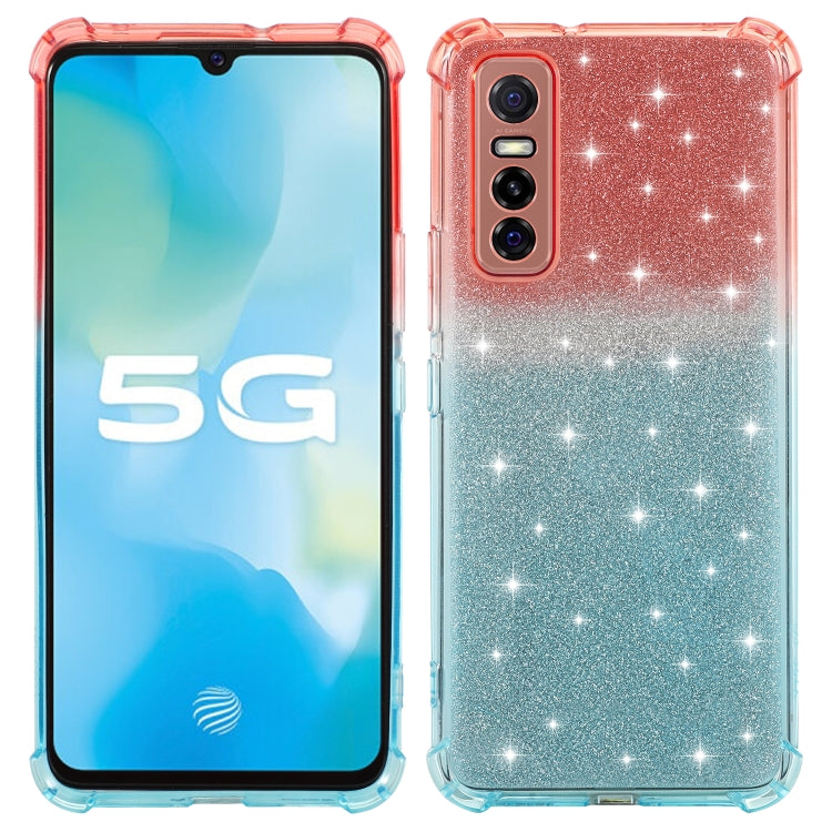For vivo Y73s 5G Gradient Glitter Powder Shockproof TPU Protective Case