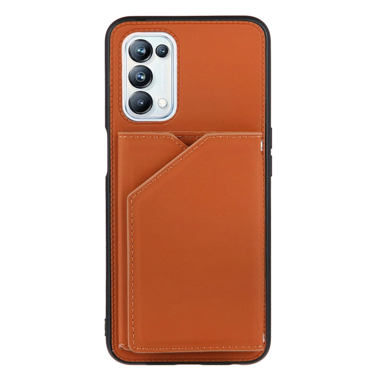 For OPPO A93 5G Skin Feel PU + TPU + PC Back Cover Shockproof Case with Card Slots & Holder & Photo Frame