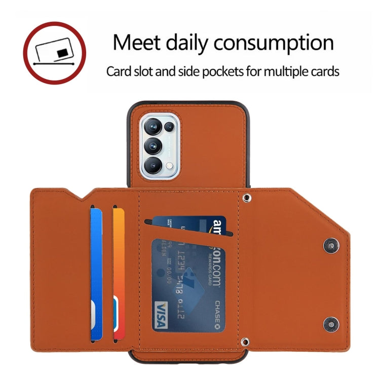 For OPPO A93 5G Skin Feel PU + TPU + PC Back Cover Shockproof Case with Card Slots & Holder & Photo Frame