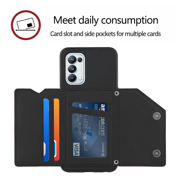 For OPPO A93 5G Skin Feel PU + TPU + PC Back Cover Shockproof Case with Card Slots & Holder & Photo Frame