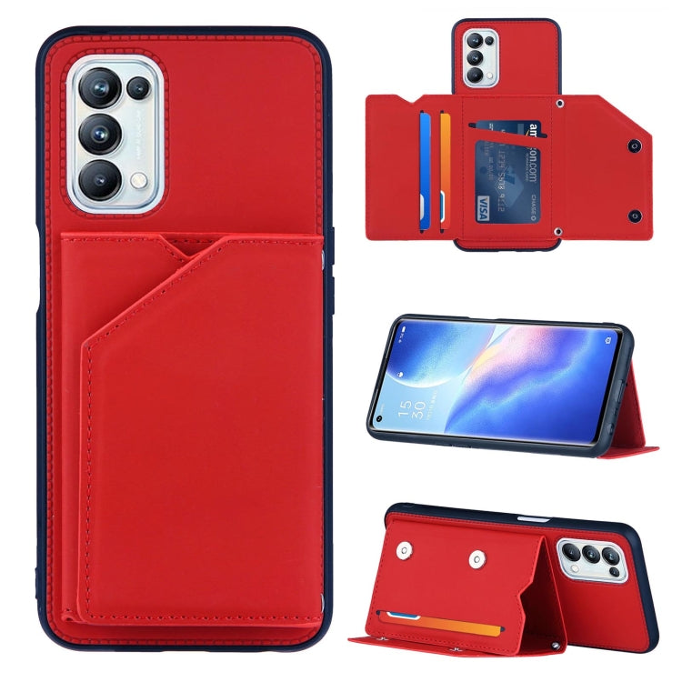 For OPPO A93 5G Skin Feel PU + TPU + PC Back Cover Shockproof Case with Card Slots & Holder & Photo Frame