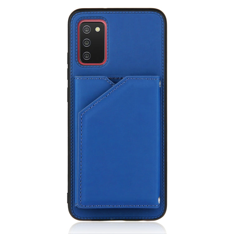 For Samsung Galaxy A02s (EU Version) Skin Feel PU + TPU + PC Back Cover Shockproof Case with Card Slots & Holder & Photo Frame