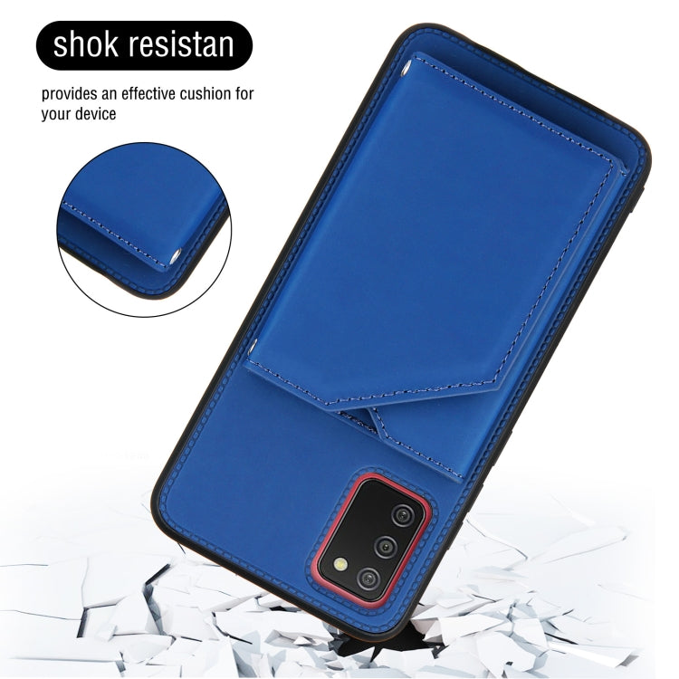 For Samsung Galaxy A02s (EU Version) Skin Feel PU + TPU + PC Back Cover Shockproof Case with Card Slots & Holder & Photo Frame