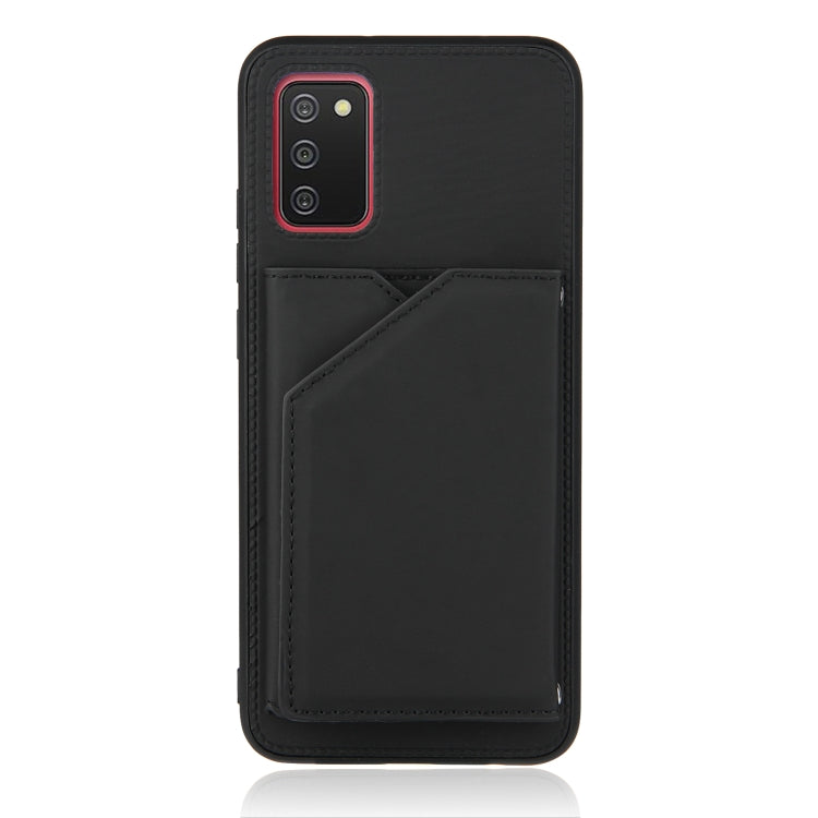 For Samsung Galaxy A02s (EU Version) Skin Feel PU + TPU + PC Back Cover Shockproof Case with Card Slots & Holder & Photo Frame