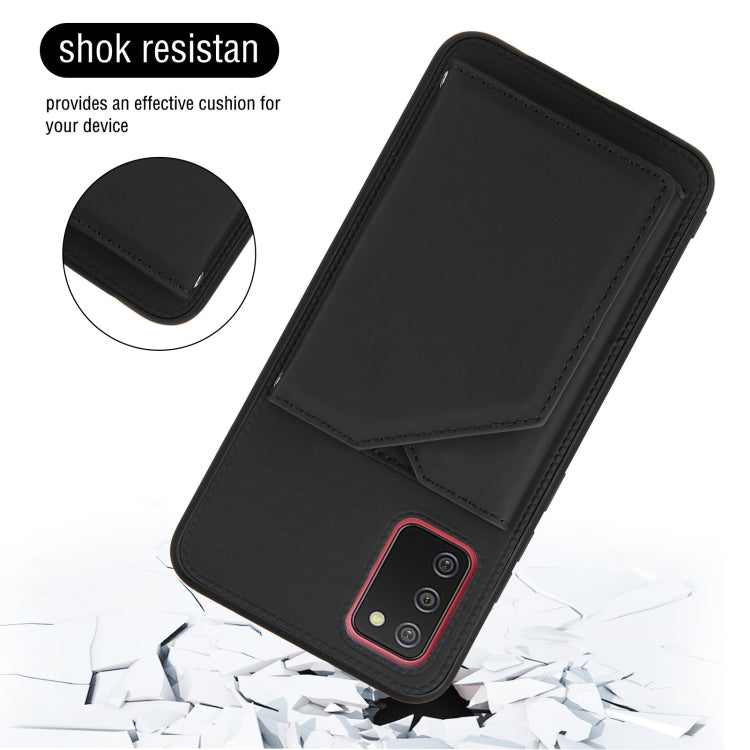 For Samsung Galaxy A02s (EU Version) Skin Feel PU + TPU + PC Back Cover Shockproof Case with Card Slots & Holder & Photo Frame