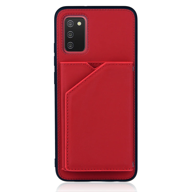 For Samsung Galaxy A02s (EU Version) Skin Feel PU + TPU + PC Back Cover Shockproof Case with Card Slots & Holder & Photo Frame