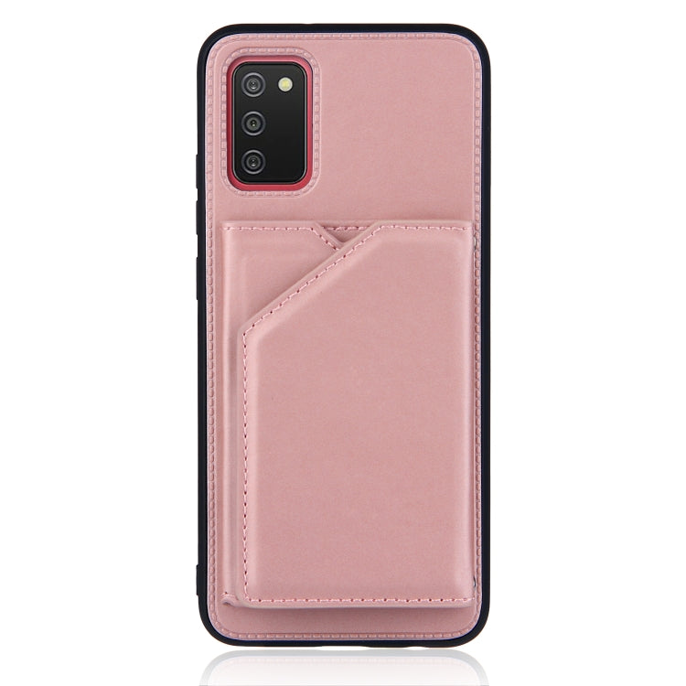 For Samsung Galaxy A02s (EU Version) Skin Feel PU + TPU + PC Back Cover Shockproof Case with Card Slots & Holder & Photo Frame