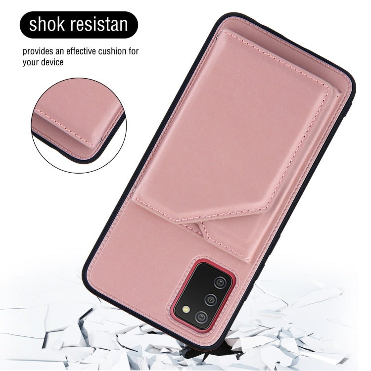 For Samsung Galaxy A02s (EU Version) Skin Feel PU + TPU + PC Back Cover Shockproof Case with Card Slots & Holder & Photo Frame