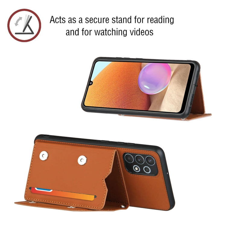 For Samsung Galaxy A32 4G (EU Version) Skin Feel PU + TPU + PC Back Cover Shockproof Case with Card Slots & Holder & Photo Frame