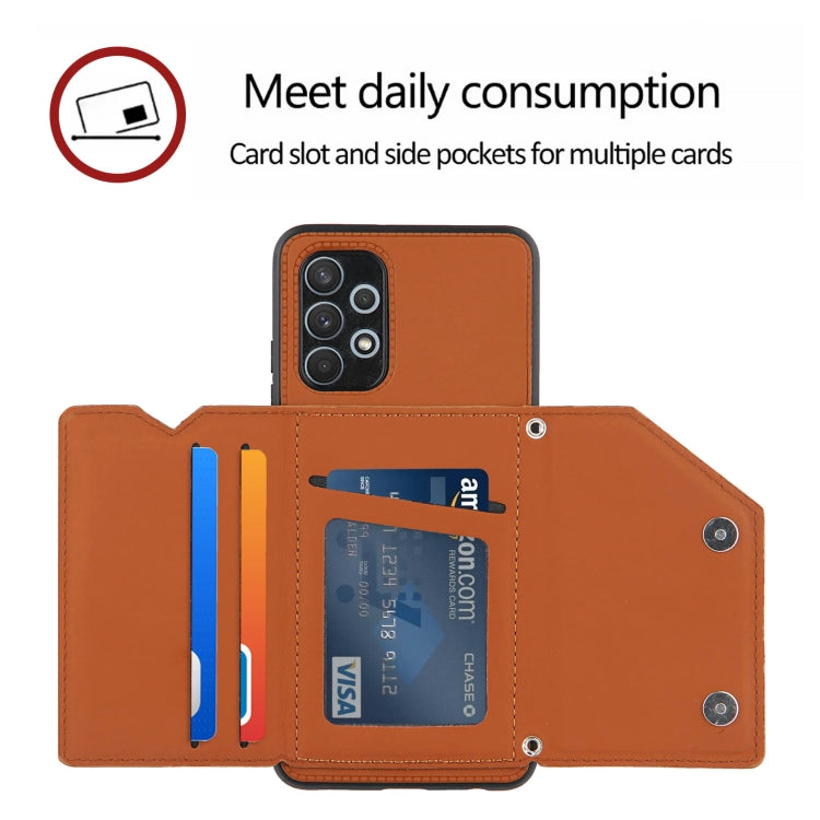 For Samsung Galaxy A32 4G (EU Version) Skin Feel PU + TPU + PC Back Cover Shockproof Case with Card Slots & Holder & Photo Frame