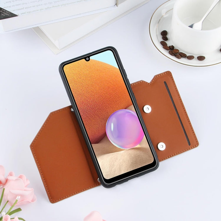 For Samsung Galaxy A32 4G (EU Version) Skin Feel PU + TPU + PC Back Cover Shockproof Case with Card Slots & Holder & Photo Frame
