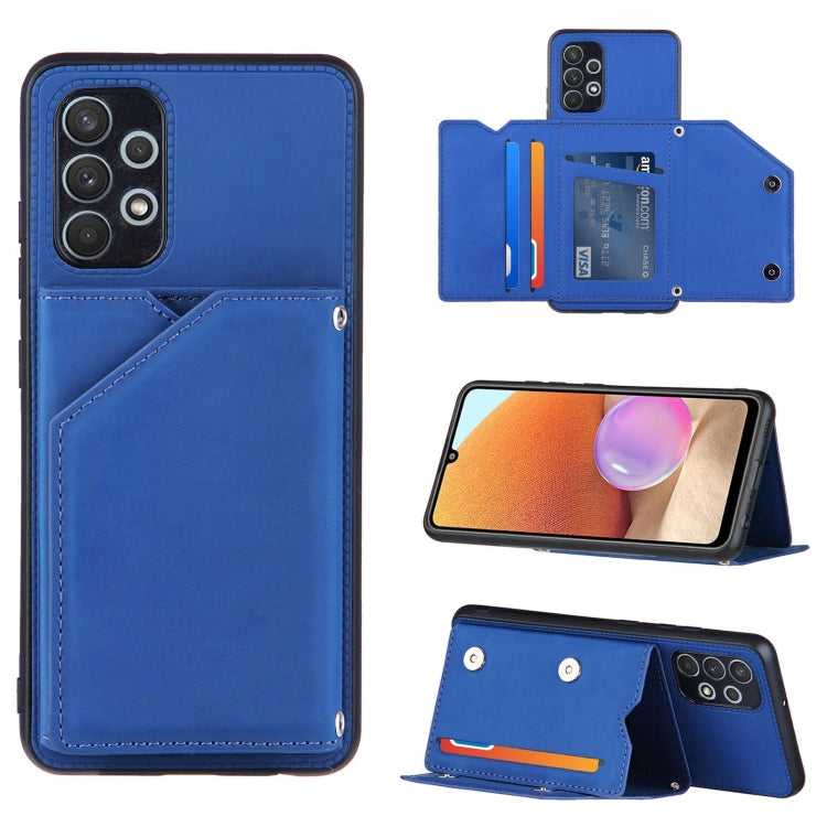 For Samsung Galaxy A32 4G (EU Version) Skin Feel PU + TPU + PC Back Cover Shockproof Case with Card Slots & Holder & Photo Frame