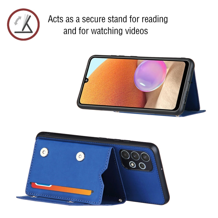 For Samsung Galaxy A32 4G (EU Version) Skin Feel PU + TPU + PC Back Cover Shockproof Case with Card Slots & Holder & Photo Frame