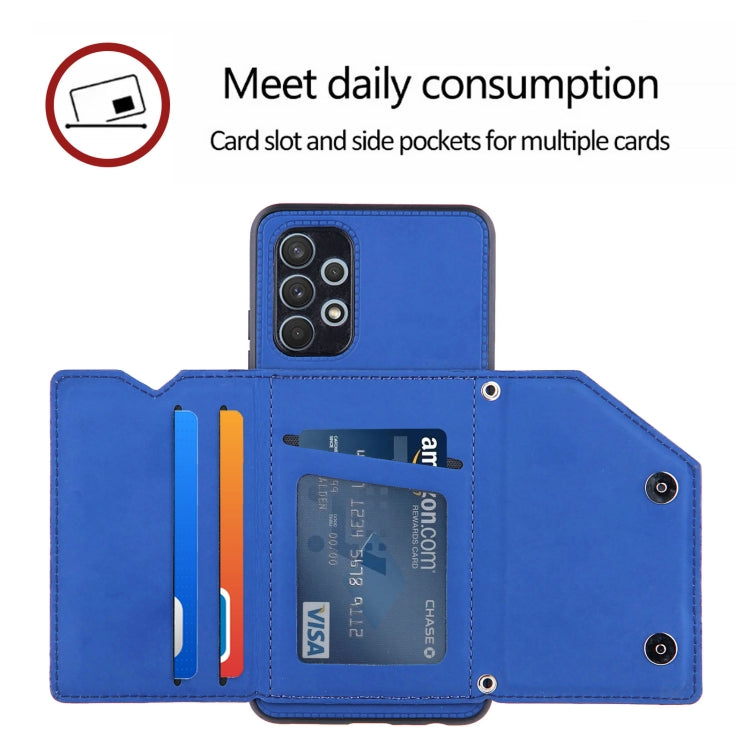 For Samsung Galaxy A32 4G (EU Version) Skin Feel PU + TPU + PC Back Cover Shockproof Case with Card Slots & Holder & Photo Frame
