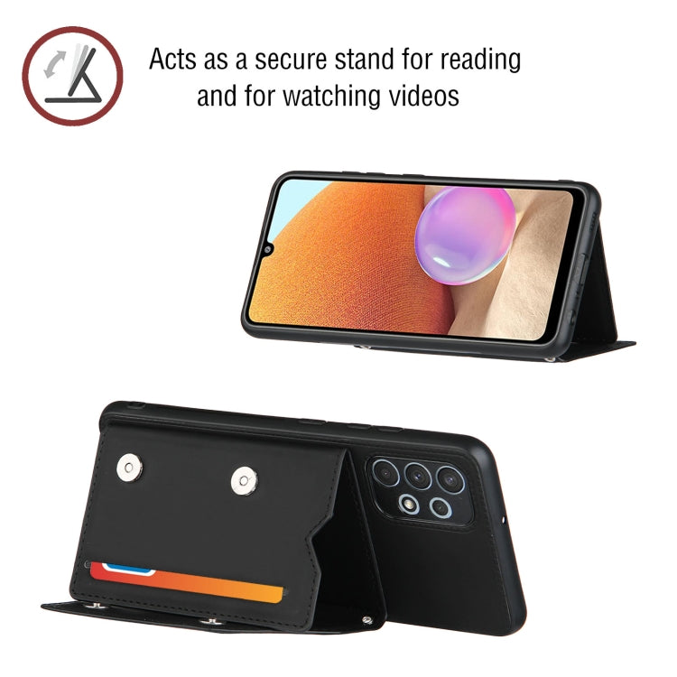For Samsung Galaxy A32 4G (EU Version) Skin Feel PU + TPU + PC Back Cover Shockproof Case with Card Slots & Holder & Photo Frame