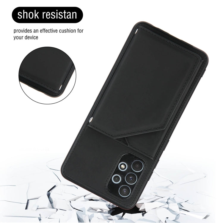 For Samsung Galaxy A32 4G (EU Version) Skin Feel PU + TPU + PC Back Cover Shockproof Case with Card Slots & Holder & Photo Frame