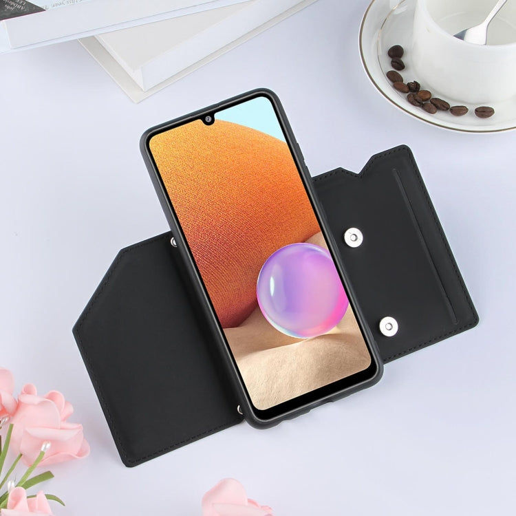 For Samsung Galaxy A32 4G (EU Version) Skin Feel PU + TPU + PC Back Cover Shockproof Case with Card Slots & Holder & Photo Frame