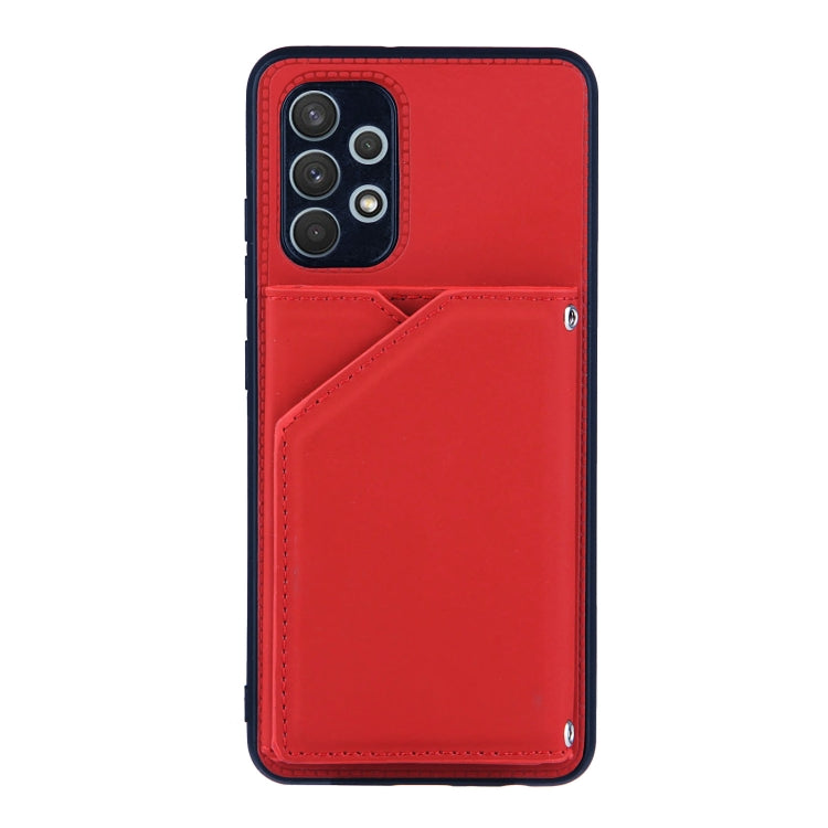 For Samsung Galaxy A32 4G (EU Version) Skin Feel PU + TPU + PC Back Cover Shockproof Case with Card Slots & Holder & Photo Frame