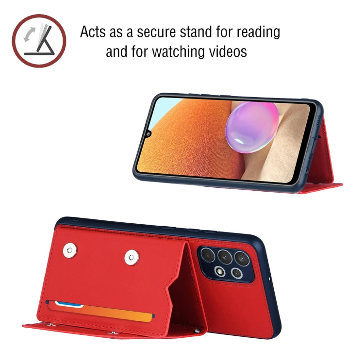 For Samsung Galaxy A32 4G (EU Version) Skin Feel PU + TPU + PC Back Cover Shockproof Case with Card Slots & Holder & Photo Frame