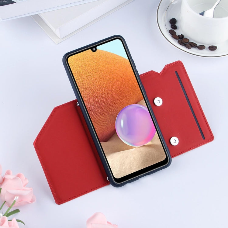 For Samsung Galaxy A32 4G (EU Version) Skin Feel PU + TPU + PC Back Cover Shockproof Case with Card Slots & Holder & Photo Frame