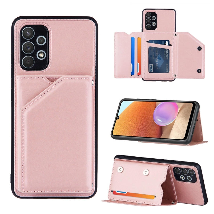 For Samsung Galaxy A32 4G (EU Version) Skin Feel PU + TPU + PC Back Cover Shockproof Case with Card Slots & Holder & Photo Frame