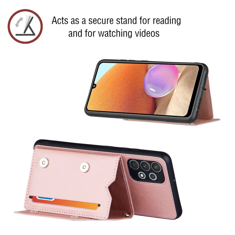 For Samsung Galaxy A32 4G (EU Version) Skin Feel PU + TPU + PC Back Cover Shockproof Case with Card Slots & Holder & Photo Frame