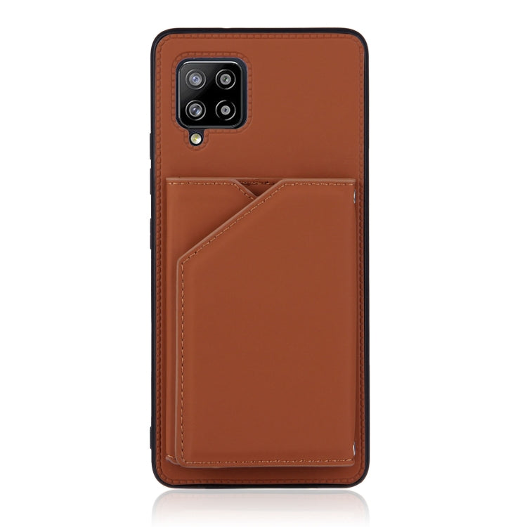 For Samsung Galaxy A42 5G Skin Feel PU + TPU + PC Back Cover Shockproof Case with Card Slots & Holder & Photo Frame