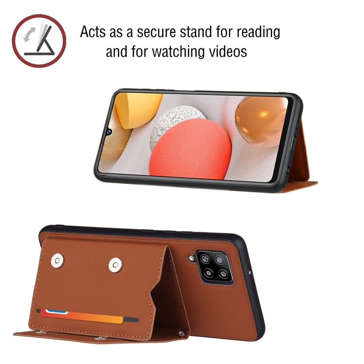 For Samsung Galaxy A42 5G Skin Feel PU + TPU + PC Back Cover Shockproof Case with Card Slots & Holder & Photo Frame