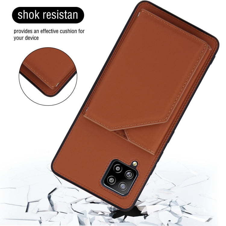 For Samsung Galaxy A42 5G Skin Feel PU + TPU + PC Back Cover Shockproof Case with Card Slots & Holder & Photo Frame