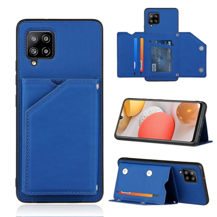 For Samsung Galaxy A42 5G Skin Feel PU + TPU + PC Back Cover Shockproof Case with Card Slots & Holder & Photo Frame