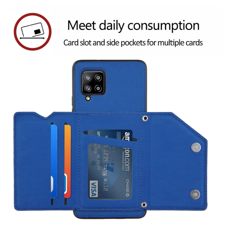 For Samsung Galaxy A42 5G Skin Feel PU + TPU + PC Back Cover Shockproof Case with Card Slots & Holder & Photo Frame