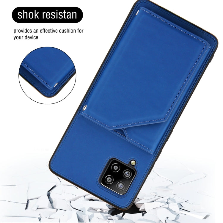 For Samsung Galaxy A42 5G Skin Feel PU + TPU + PC Back Cover Shockproof Case with Card Slots & Holder & Photo Frame