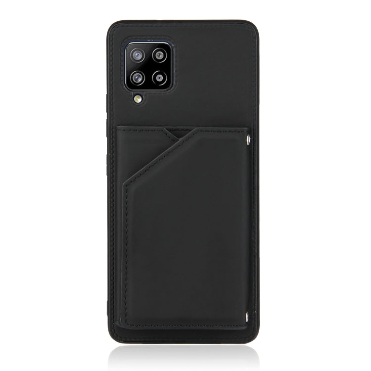 For Samsung Galaxy A42 5G Skin Feel PU + TPU + PC Back Cover Shockproof Case with Card Slots & Holder & Photo Frame