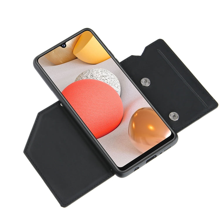 For Samsung Galaxy A42 5G Skin Feel PU + TPU + PC Back Cover Shockproof Case with Card Slots & Holder & Photo Frame