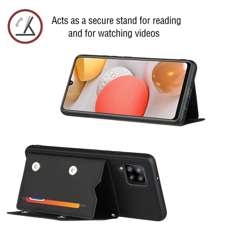 For Samsung Galaxy A42 5G Skin Feel PU + TPU + PC Back Cover Shockproof Case with Card Slots & Holder & Photo Frame