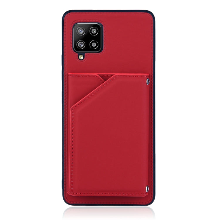 For Samsung Galaxy A42 5G Skin Feel PU + TPU + PC Back Cover Shockproof Case with Card Slots & Holder & Photo Frame