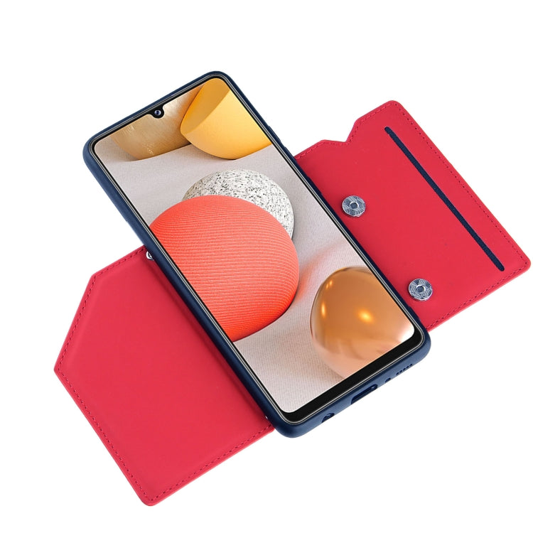 For Samsung Galaxy A42 5G Skin Feel PU + TPU + PC Back Cover Shockproof Case with Card Slots & Holder & Photo Frame