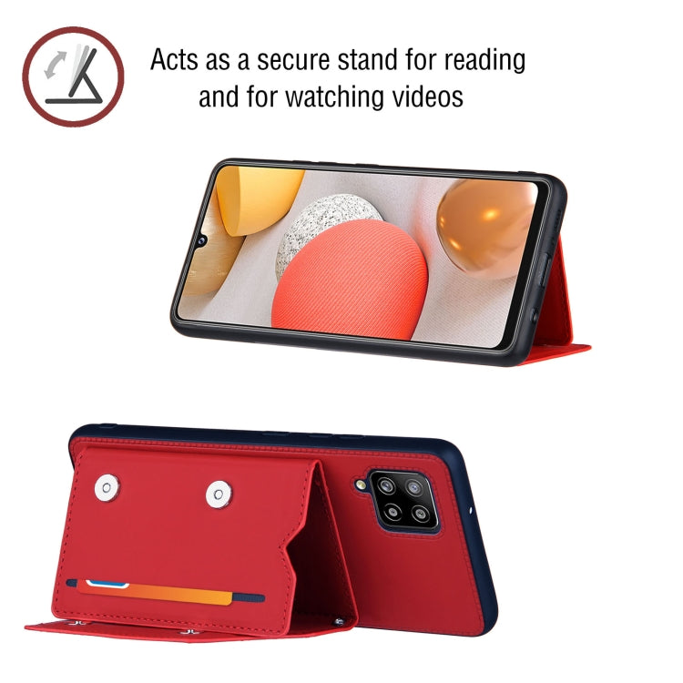 For Samsung Galaxy A42 5G Skin Feel PU + TPU + PC Back Cover Shockproof Case with Card Slots & Holder & Photo Frame