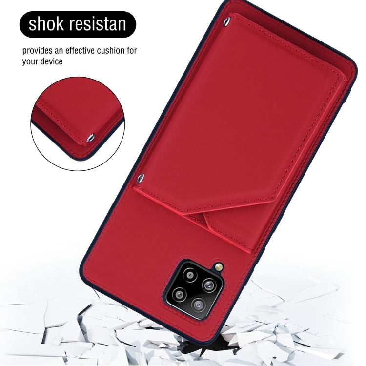 For Samsung Galaxy A42 5G Skin Feel PU + TPU + PC Back Cover Shockproof Case with Card Slots & Holder & Photo Frame