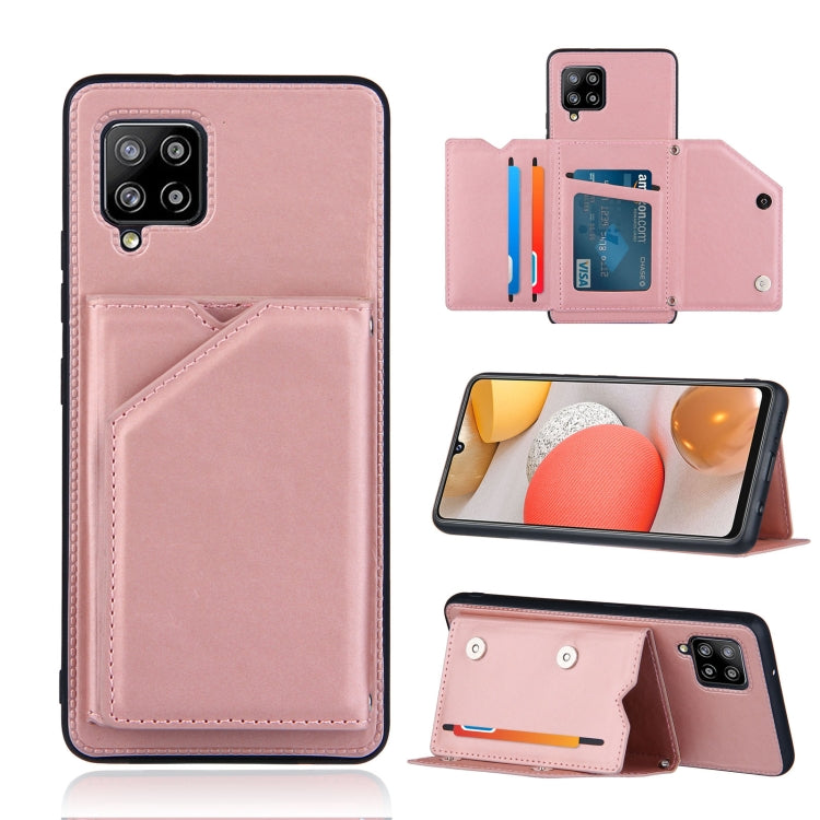 For Samsung Galaxy A42 5G Skin Feel PU + TPU + PC Back Cover Shockproof Case with Card Slots & Holder & Photo Frame