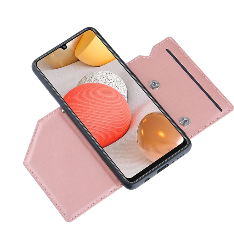 For Samsung Galaxy A42 5G Skin Feel PU + TPU + PC Back Cover Shockproof Case with Card Slots & Holder & Photo Frame