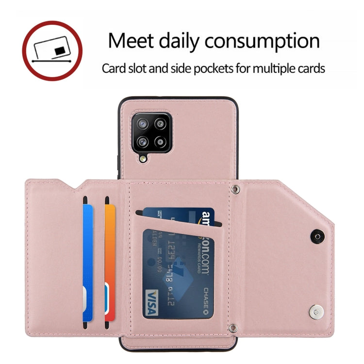 For Samsung Galaxy A42 5G Skin Feel PU + TPU + PC Back Cover Shockproof Case with Card Slots & Holder & Photo Frame