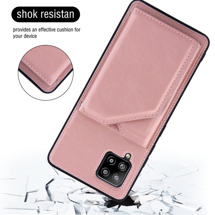For Samsung Galaxy A42 5G Skin Feel PU + TPU + PC Back Cover Shockproof Case with Card Slots & Holder & Photo Frame