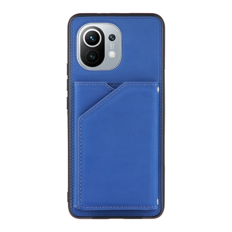 For Xiaomi Mi 11 Skin Feel PU + TPU + PC Back Cover Shockproof Case with Card Slots & Holder & Photo Frame