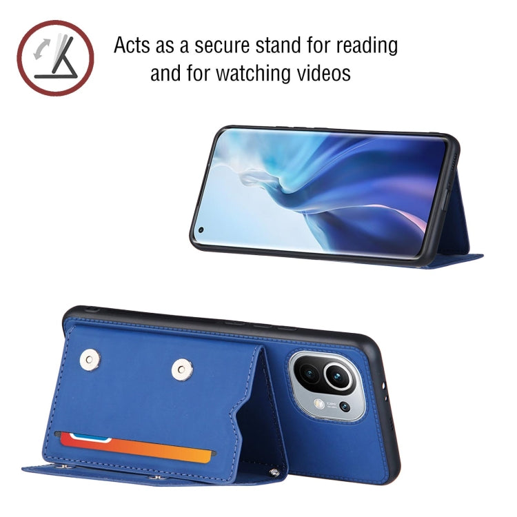 For Xiaomi Mi 11 Skin Feel PU + TPU + PC Back Cover Shockproof Case with Card Slots & Holder & Photo Frame