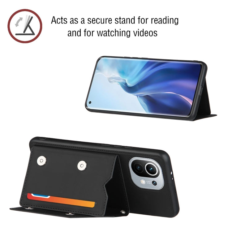 For Xiaomi Mi 11 Skin Feel PU + TPU + PC Back Cover Shockproof Case with Card Slots & Holder & Photo Frame