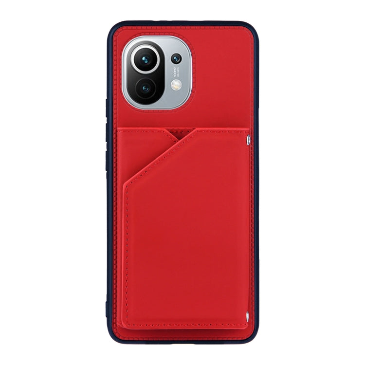 For Xiaomi Mi 11 Skin Feel PU + TPU + PC Back Cover Shockproof Case with Card Slots & Holder & Photo Frame