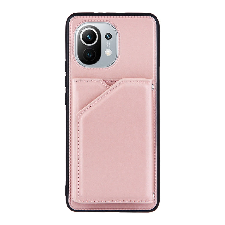 For Xiaomi Mi 11 Skin Feel PU + TPU + PC Back Cover Shockproof Case with Card Slots & Holder & Photo Frame